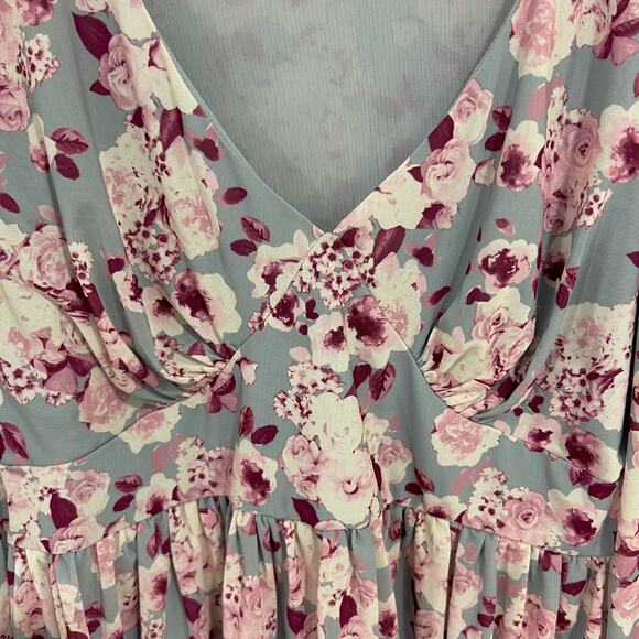 Brea Canyon Blue & Pink Floral Mesh Long Sleeve Top Size Large - Picture 4 of 7